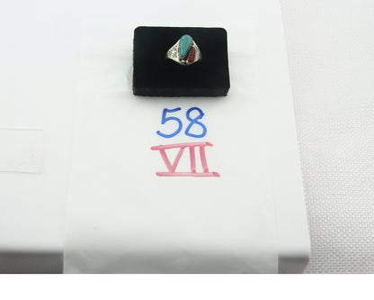 Vintage Navajo Ring 925 Sterling Silver Natural Gemstone Authentic Size 8.75