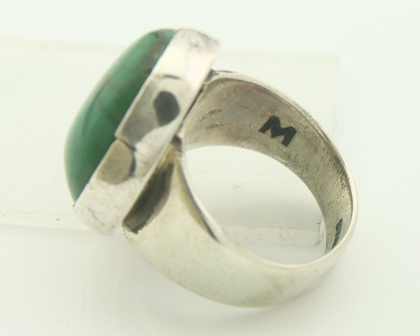 Navajo Ring 925 Sterling Turquoise Handmade Signed M Montoya C.80's Size 7.25