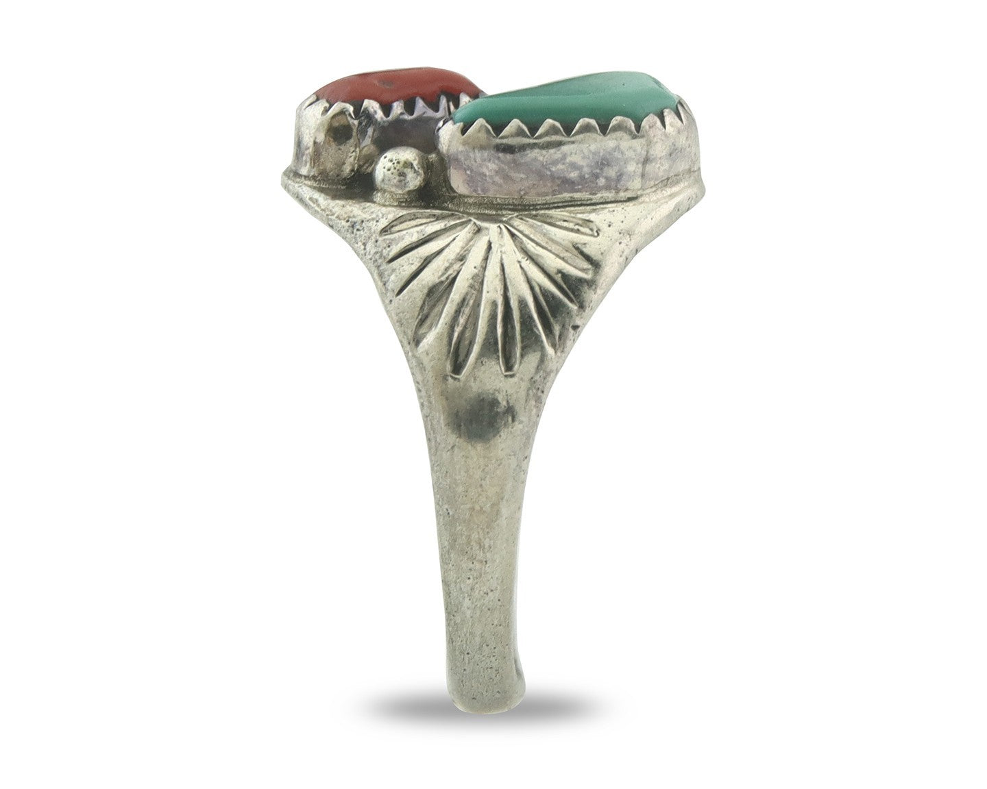 Vintage Navajo Ring 925 Sterling Silver Natural Gemstone Authentic Size 8.0