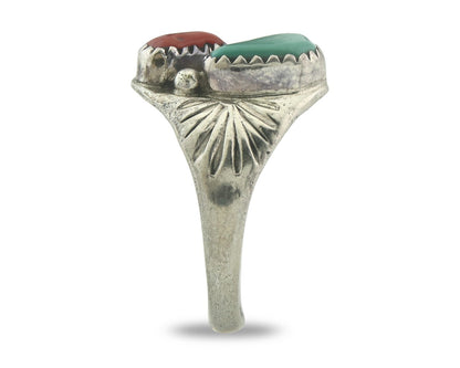 Vintage Navajo Ring 925 Sterling Silver Natural Gemstone Authentic Size 8.0