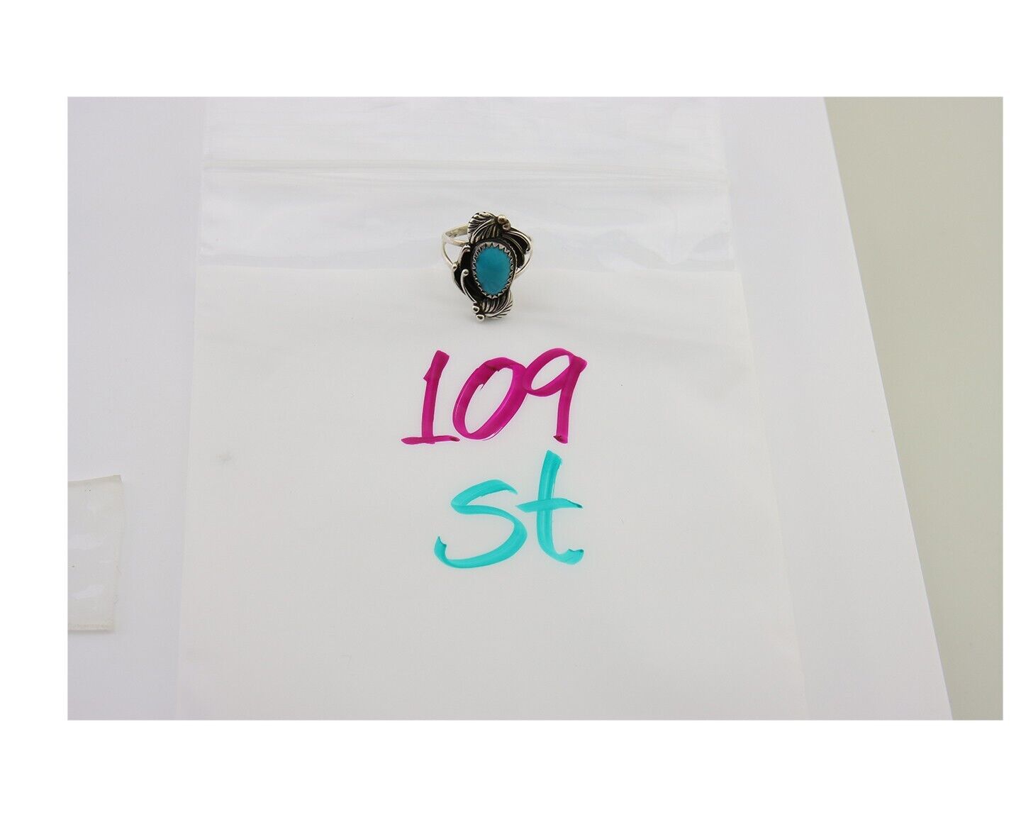 Navajo Ring 925 Sterling Silver Natural Turquoise Native American Artist C.80's