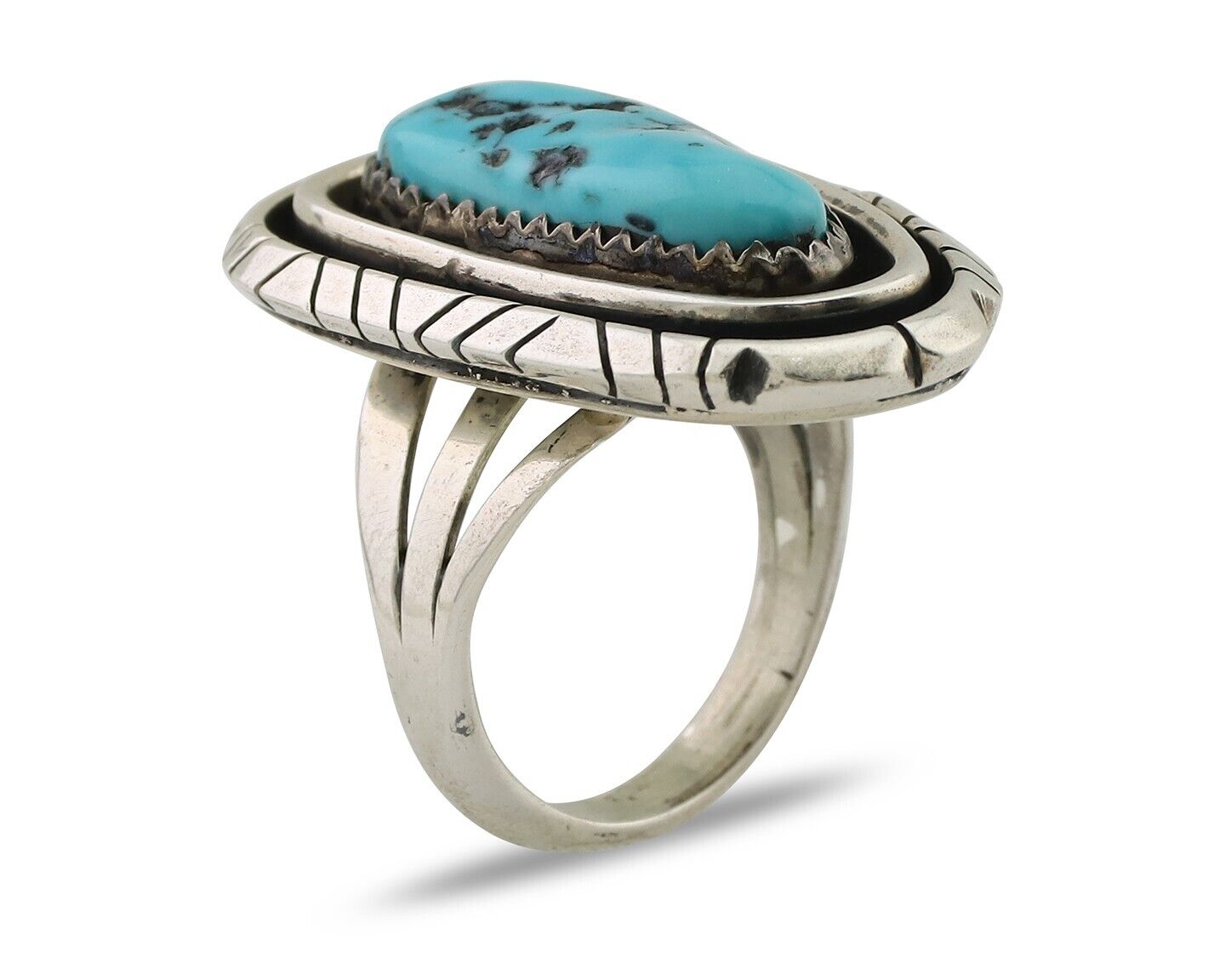 Navajo Ring 925 Silver Turquoise Native American Artist C.80's