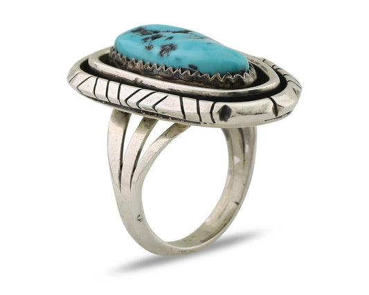 Navajo Ring 925 Silver Turquoise Native American Artist C.80's