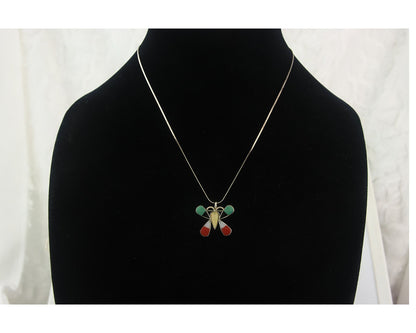 Navajo Butterfly Necklace Sterling Silver Authentic Natural Gemstone
