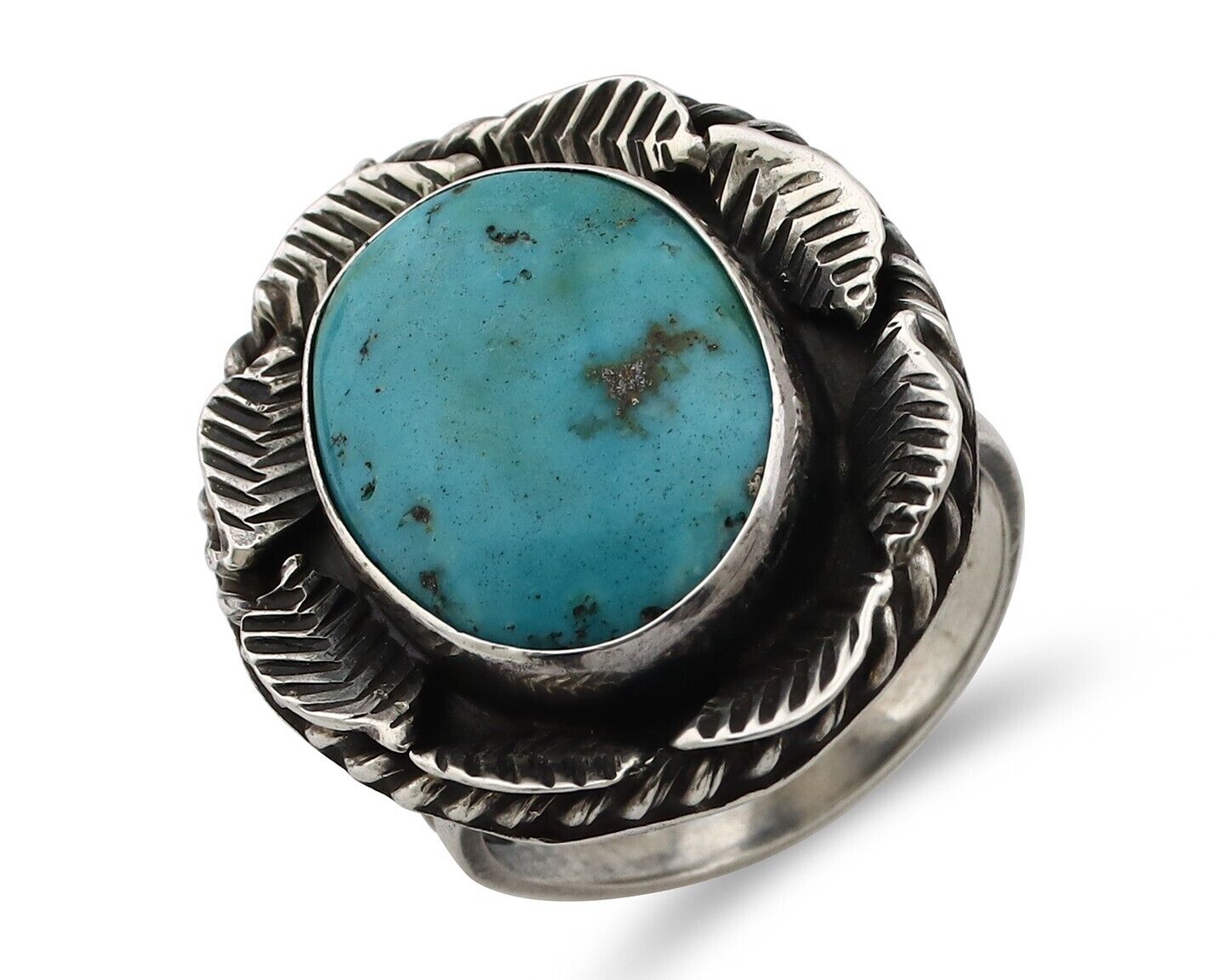 Navajo Ring 925 Silver Blue Turquoise Artist Signed DC C.80's