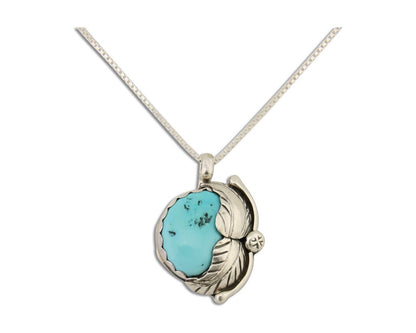 Navajo Necklace 925 Silver Natural Blue Turquoise Artist Signed D Zachary C.80's