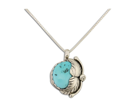 Navajo Necklace 925 Silver Natural Blue Turquoise Artist Signed D Zachary C.80's
