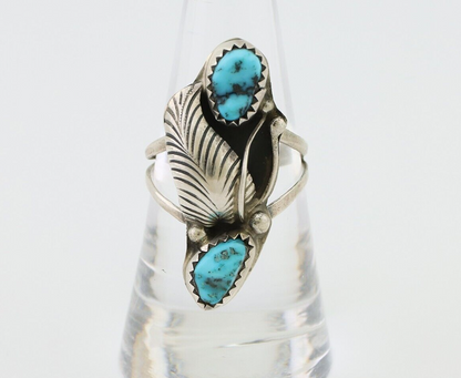 Navajo Handmade Ring 925 Silver Kingman Turquoise Native American Artist C.80's