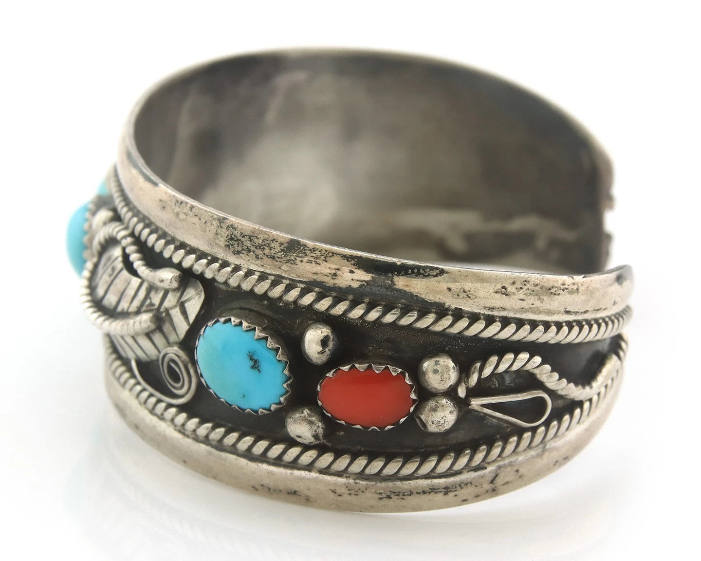 Navajo Cuff Bracelet Sterling Silver Natural Gemstone Vintage Native American
