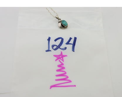 Navajo Pendant 925 Silver Natural Blue Turquoise Artist Native American C.80's