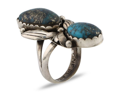 Zuni Ring 925 Silver Blue Morenci Turquoise Artist Signed Platoro FNE C.80's