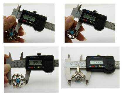 Navajo Sand Cast Ring 925 Silver Sleeping Beauty Turquoise Artist C.80's