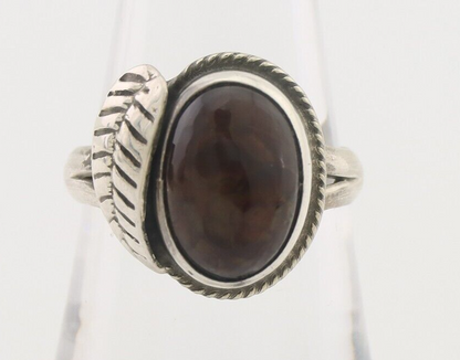 Navajo Handmade Ring 925 Silver Natural Fire Opal Native Artist Size 8.25 C.80's