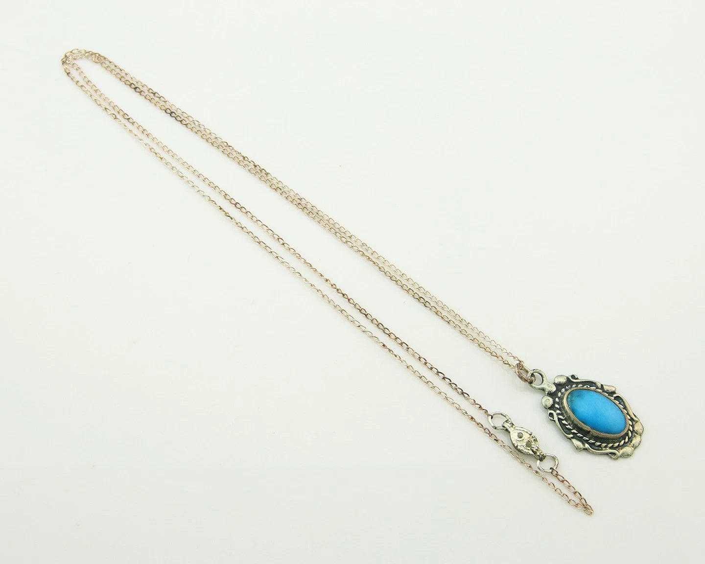 Navajo Necklace Sterling Silver Natural Blue Turquoise Handmade Vintage