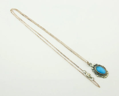 Navajo Necklace Sterling Silver Natural Blue Turquoise Handmade Vintage