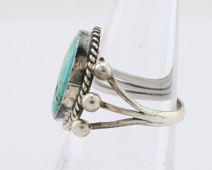 Navajo Ring 925 Silver Natural Blue Turquoise Artist Signed MC C.80's