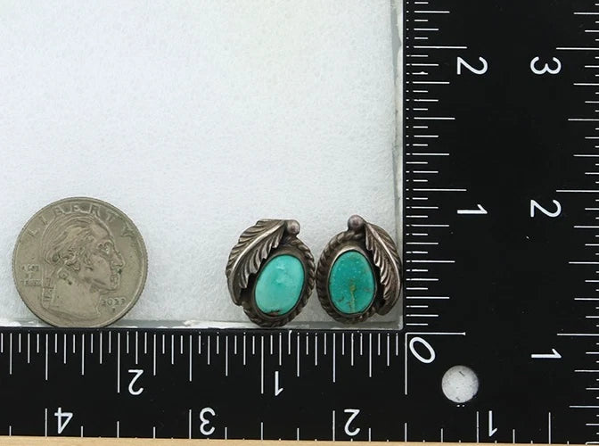 Navajo Dangle Earrings Sterling Silver Natural Turquoise Native American Artist