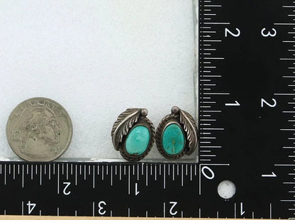 Navajo Dangle Earrings Sterling Silver Natural Turquoise Native American Artist