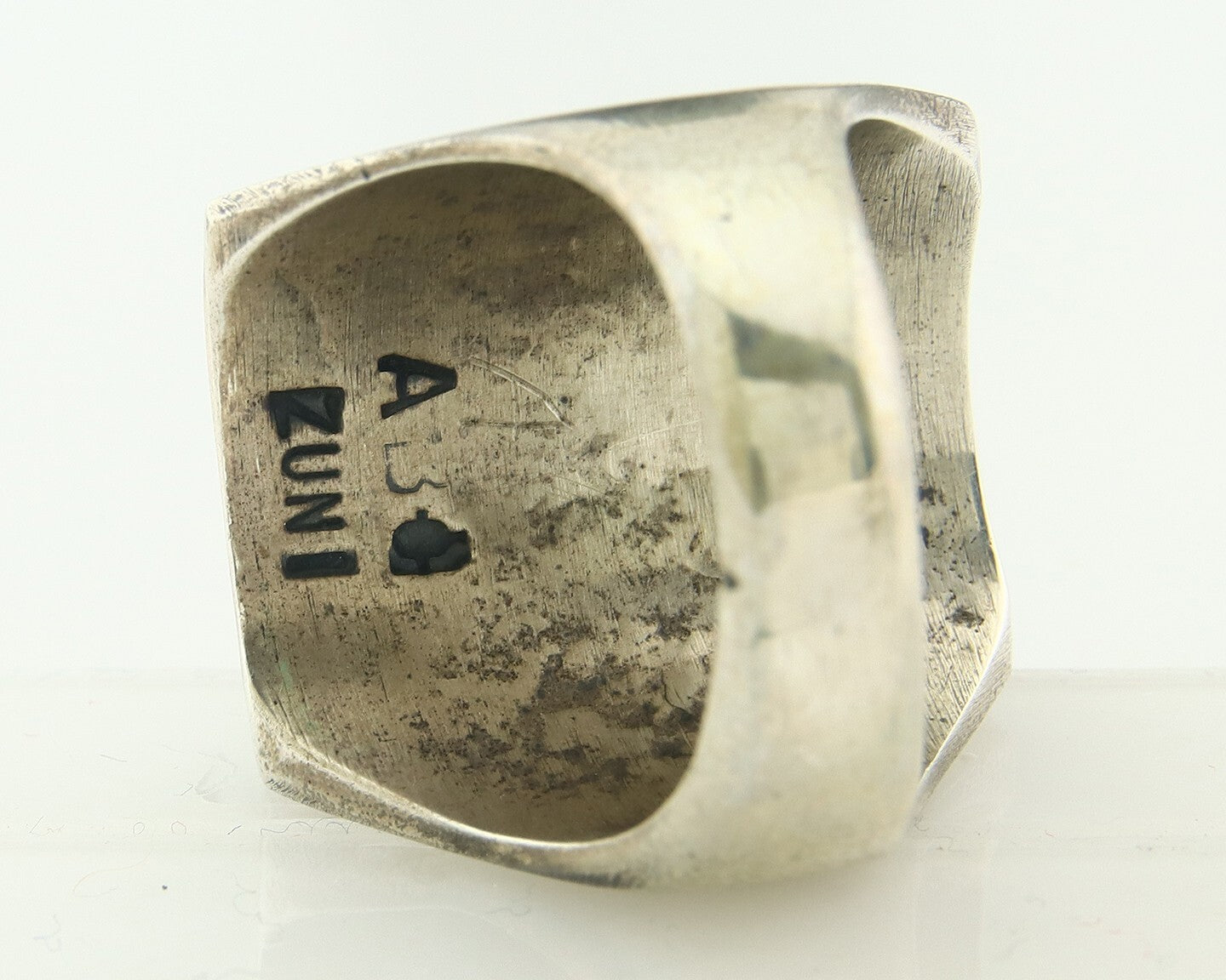 Vintage Zuni Ring 925 Sterling Authentic Natural Gemstone Signed Bowannie 11.25