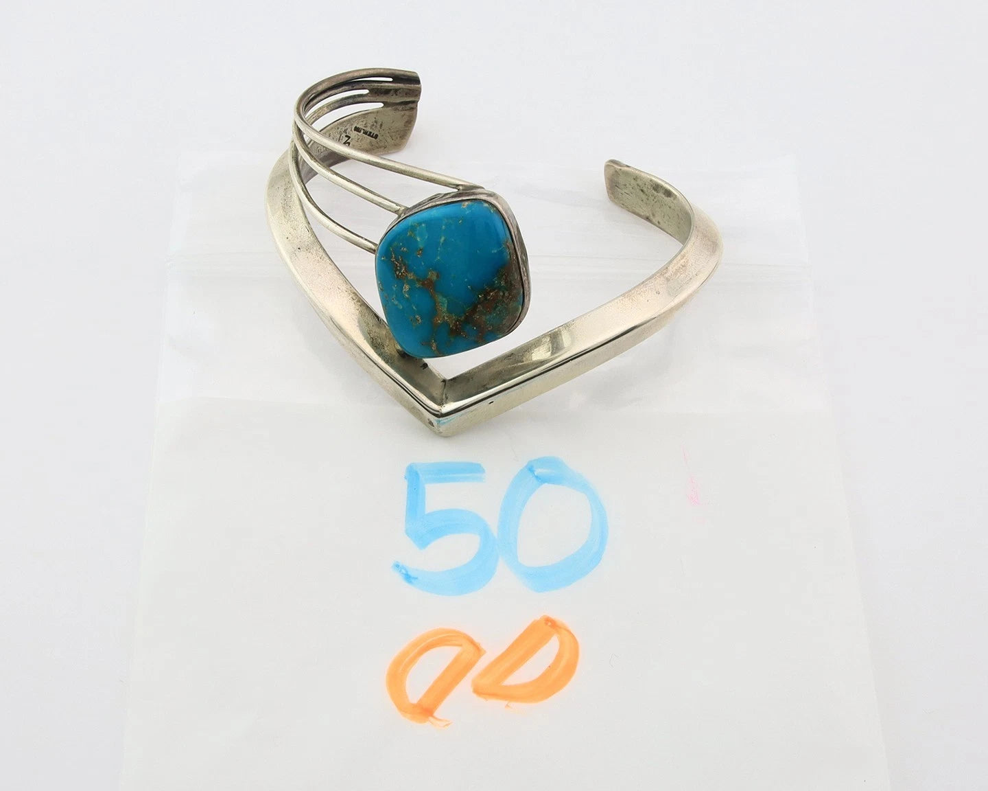 Navajo Cuff Bracelet Sterling Silver Vintage Turquoise Handmade Signed D Zachary
