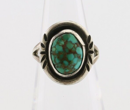 Navajo Ring 925 Silver Spiderweb Turquoise Native American Artist C.80's