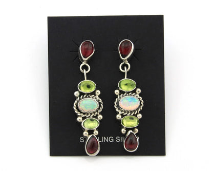 Navajo Earrings Sterling Silver Gemstone Vintage Signed NAKAI