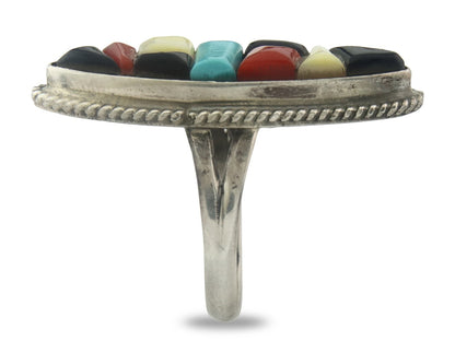 Vintage Zuni Ring Sterling Silver Authentic Gemstone Handmade Size 6.25