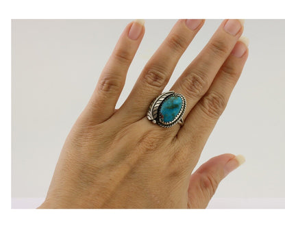 Navajo Handmade Ring 925 Silver Kingman Turquoise Native American Artist C.80's