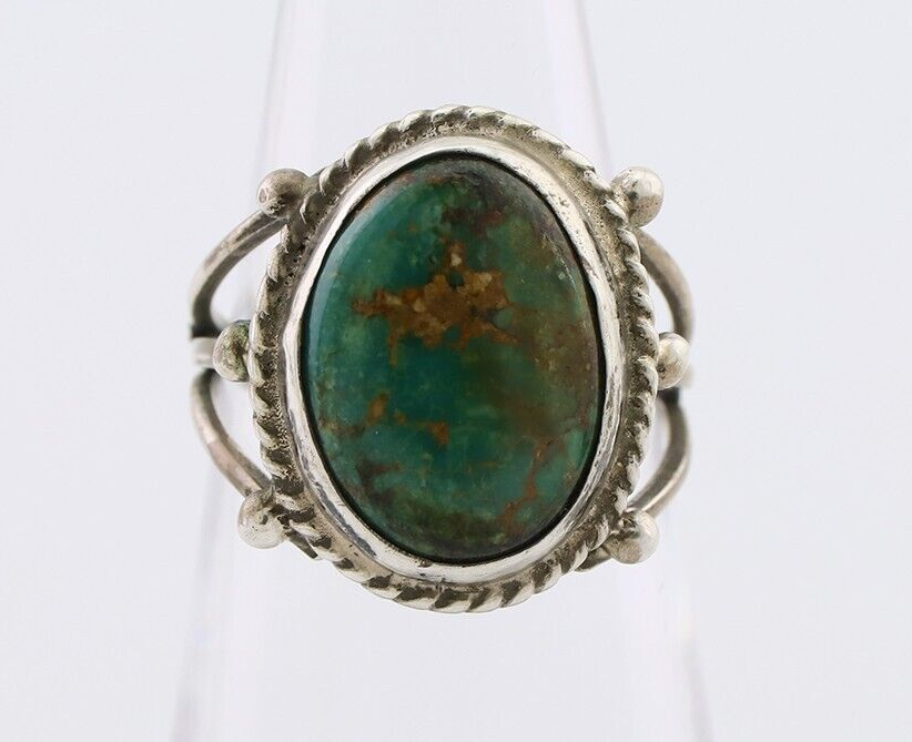 Navajo Ring 925 Silver Natural Kingman Turquoise Native American Artist C.80's