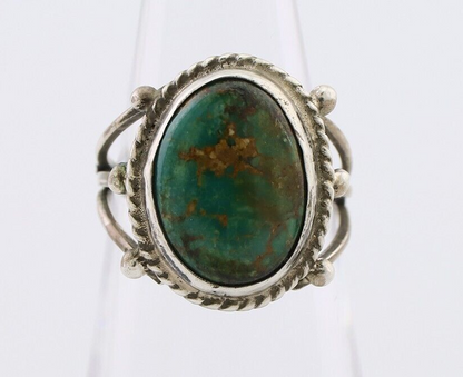 Navajo Ring 925 Silver Natural Kingman Turquoise Native American Artist C.80's