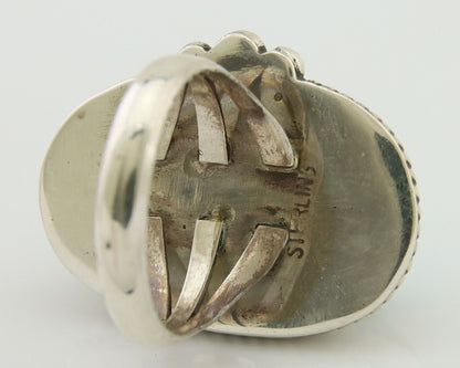Navajo Handmade Ring 925 Silver Spiderweb Turquoise Native Artist C.80's