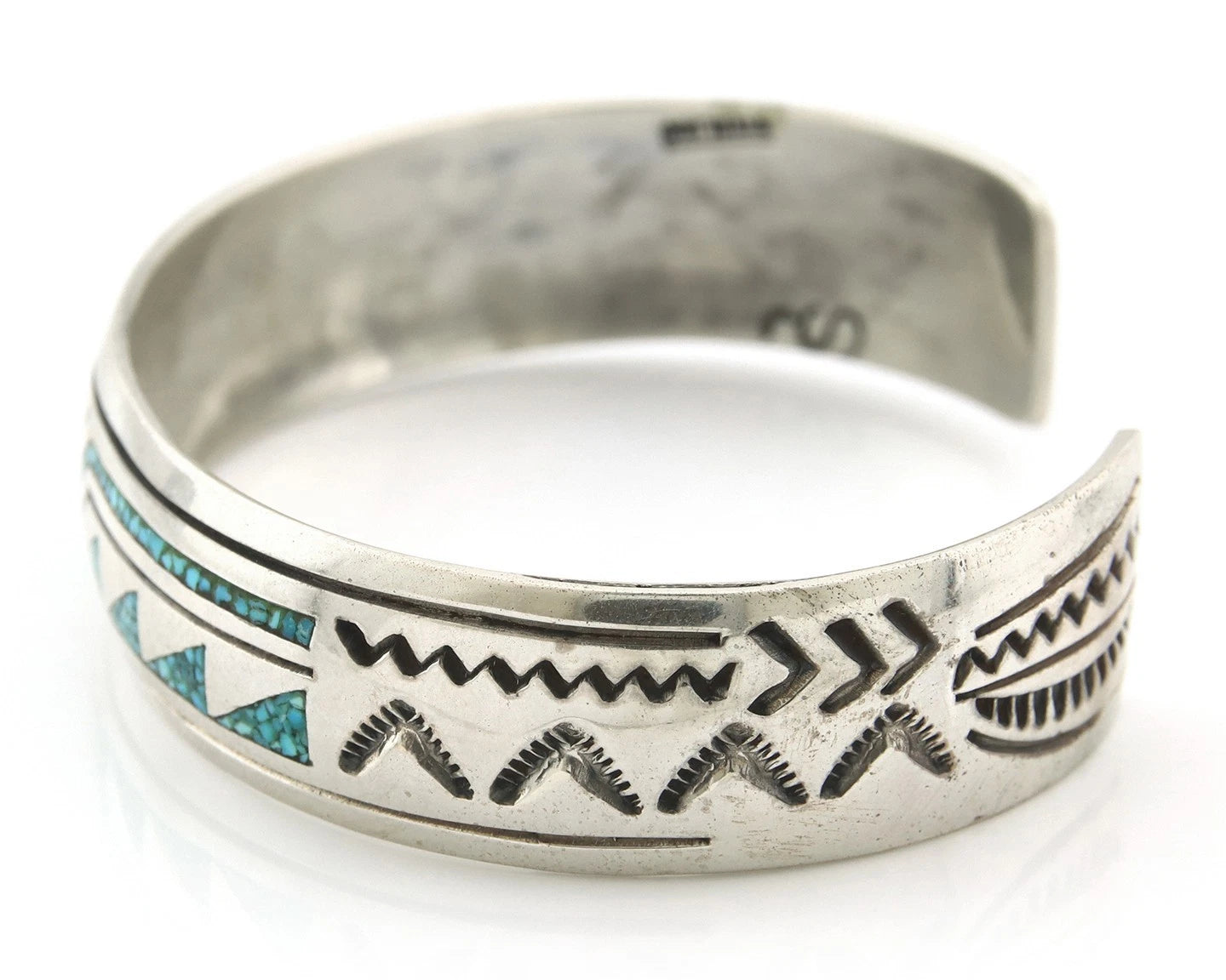 Navajo Cuff Bracelet Sterling Silver Authentic Turquoise Signed Stanley Bain