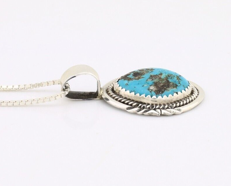 Navajo Necklace 925 Silver Kingman Turquoise Signed Anna Begay C.80's