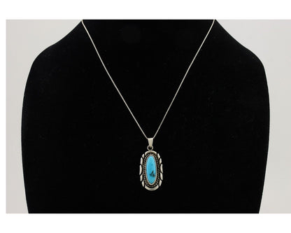 Navajo Necklace Pendant 925 Silver Turquoise Signed M Montoya C.80's