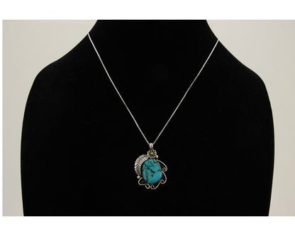 Navajo Necklace 925 Silver Natural Spiderweb Turquoise Native Artist C.80's