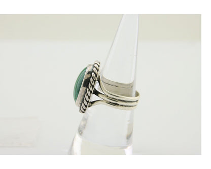 Navajo Ring 925 Silver Natural Malachite Native American Artist C.80's