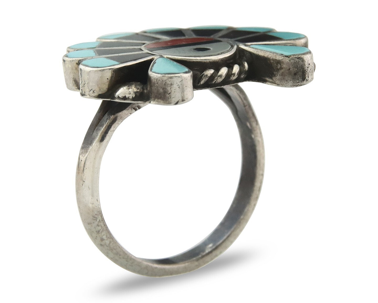 Vintage Zuni Ring 925 Sterling Silver Natural Gemstone Size 6.0