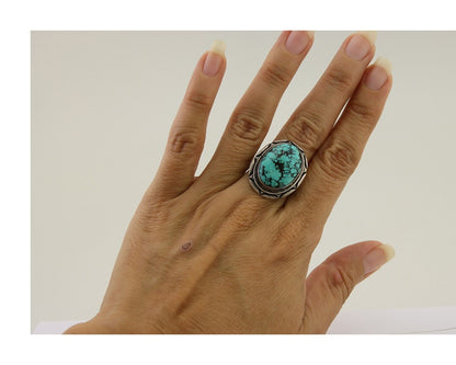 Navajo Handmade Ring 925 Silver Turquoise Native American Artist C.80's