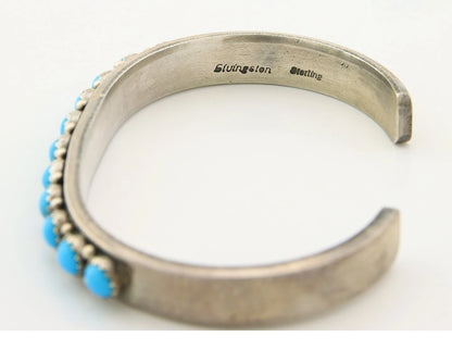 Navajo Cuff Bracelet Sterling Silver Authentic Turquoise Signed Livingston