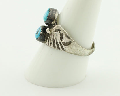 Zuni Ring .925 Silver Natural Sleeping Beauty Turquoise Native Artist C.80's