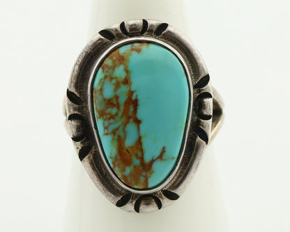 Navajo Ring 925 Silver Natural Blue Turquoise Artist Signed Gecko C.80's