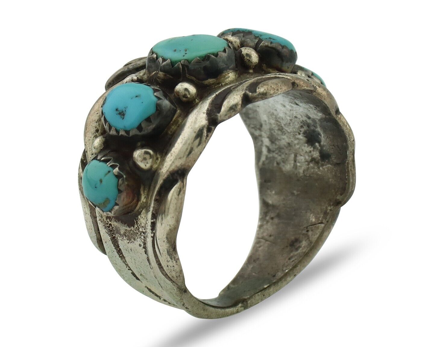 Zuni Ring .925 Silver Natural Sleeping Beauty Turquoise Native Artist C.80's