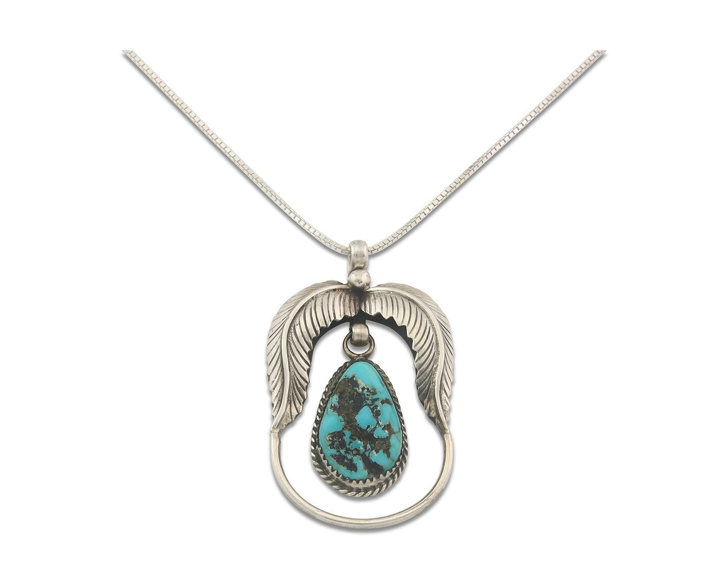 Navajo Sterling silver Necklace Turquosie Authentic Vintage Artist Signed