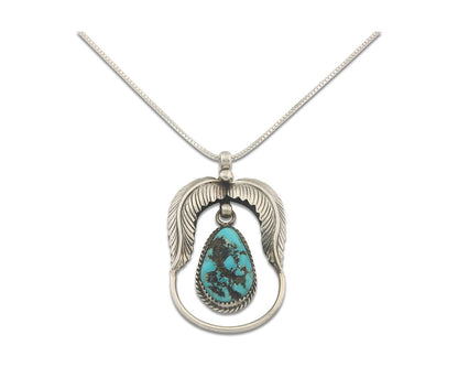 Navajo Sterling silver Necklace Turquosie Authentic Vintage Artist Signed