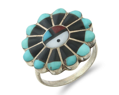 Vintage Zuni Ring 925 Sterling Silver Natural Gemstone Size 6.75