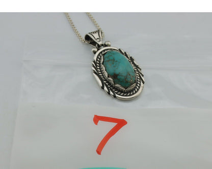 Navajo Necklace 925 Silver Natural Turquoise Sun Stamp C.80s