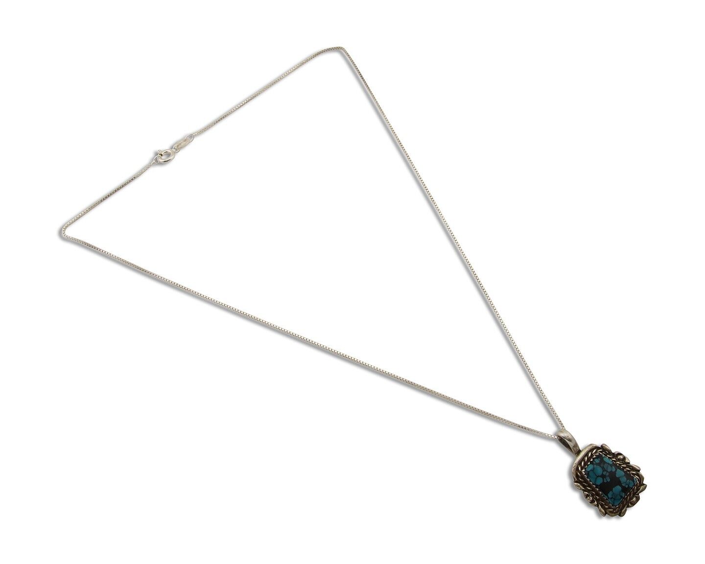 Navajo Necklace 925 Silver Turquoise Artist Signed Billy Eagle C.80's