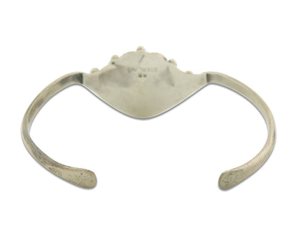 Navajo Bracelet 925 Silver Coral & Turquoise Cuff Signed Running Bear C.80's