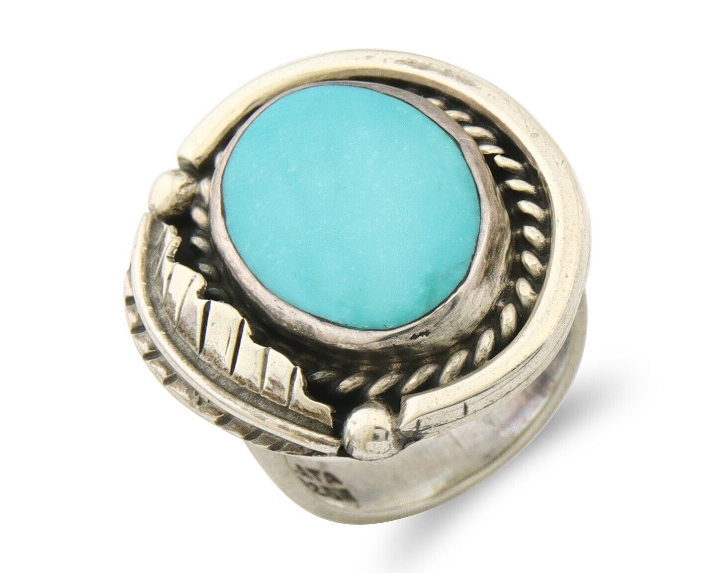 Mexican Handmade Ring 925 Sterling Natural Mined Turquoise C.80's Size 6