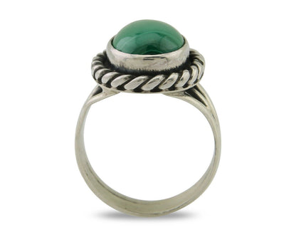 Navajo Ring 925 Silver Natural Malachite Native American Artist C.80's